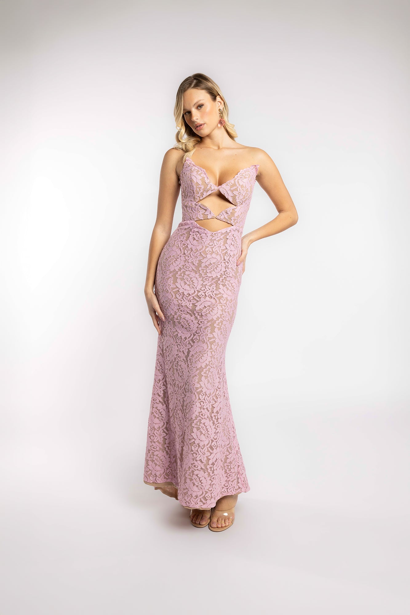 VESTIDO DE ENCAJE PALO ROSA