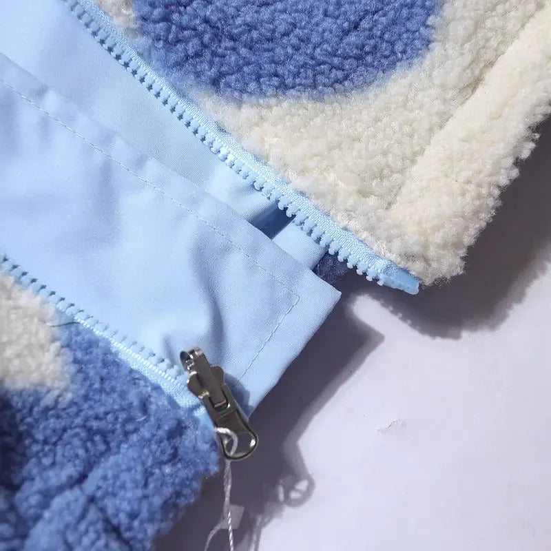Diana - Chaqueta reversible con estampado de corazones y diseño cómodo