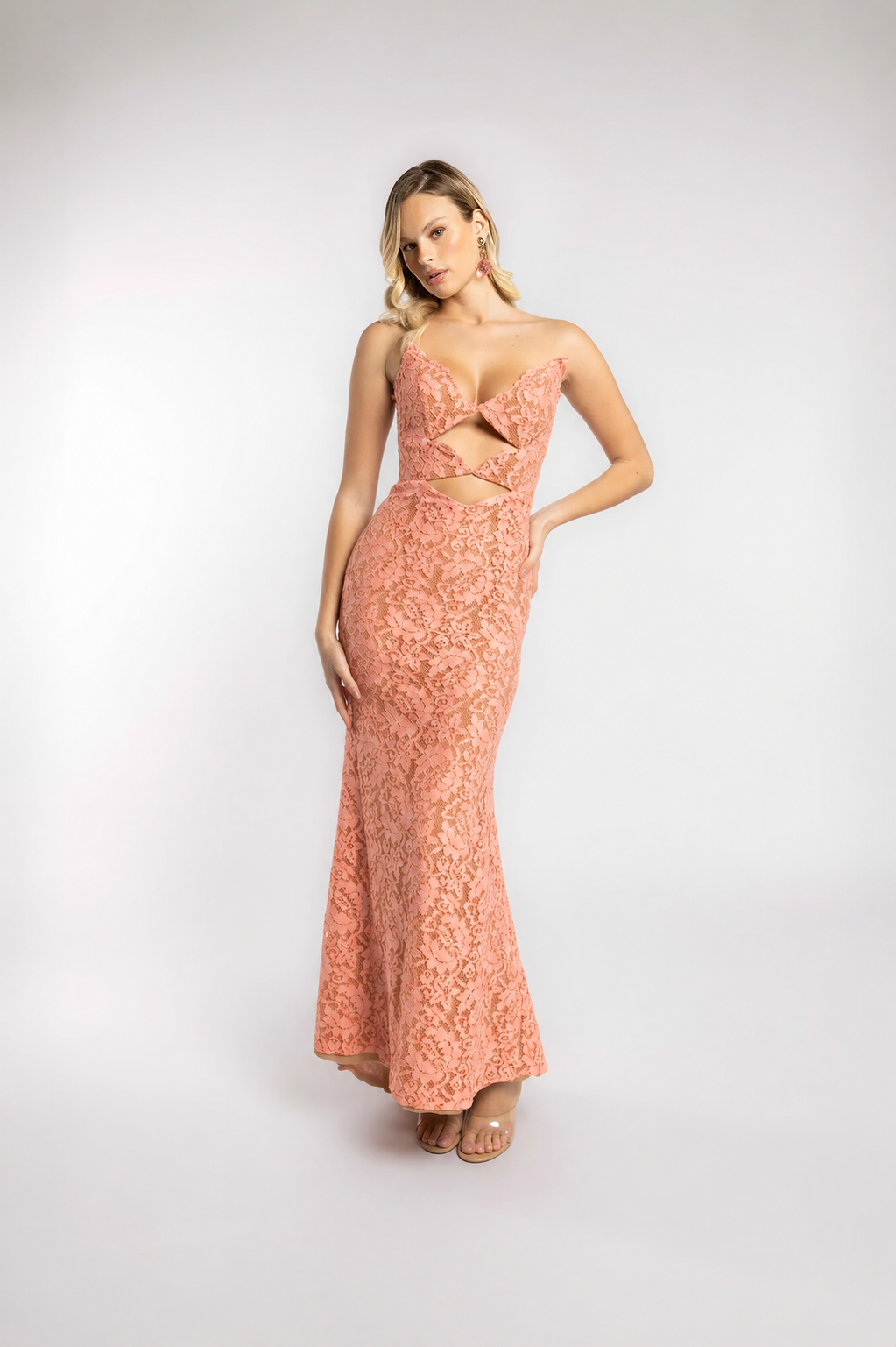 VESTIDO DE ENCAJE PALO ROSA